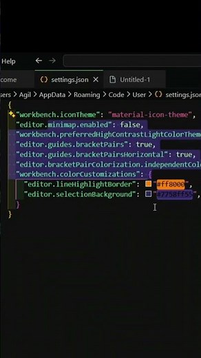 Line highlight border and selection background color costumizations #vscode #vscodetips #vscodesetup