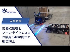 【安全対策】＜実演＞AGV/AMRの台車牽引自動搬送とライトを使った安全対策・交差点制御--KEY CART MX custom 物流倉庫に最適なキーカートカスタマイズ---