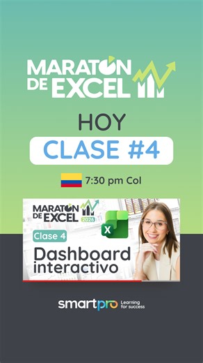 🚨 ¡HOY es la Clase 4 del Maratón de Excel! 🚨 📊 Tema: Cómo crear un DASHBOARD interactivo en Excel, ¡FÁCIL! 🔥 Una de las clases más esperadas, porque te voy a mostrar cómo transformar datos en visualizaciones impactantes que impresionen en cualquier reporte y te ayuden a tomar mejores decisiones. ⏰ Nos vemos hoy a las 7:30 p. m. (hora Colombia) ¿Sabías que oficialmente están abiertas las inscripciones a la nueva generación de alumnos de Smart Excel? 🚀 El entrenamiento con el que descubrirás