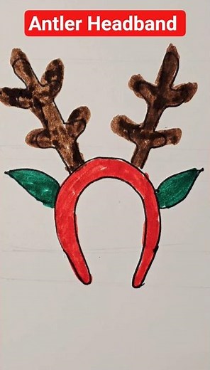 How to draw raindeer Antler Headband? Christmas drawing tutorials for beginners.