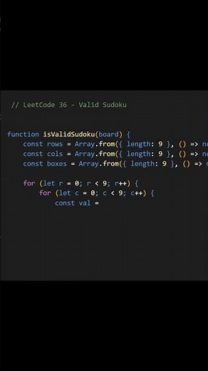 Solve LeetCode 36 Valid Sudoku #shorts #coding #javascript