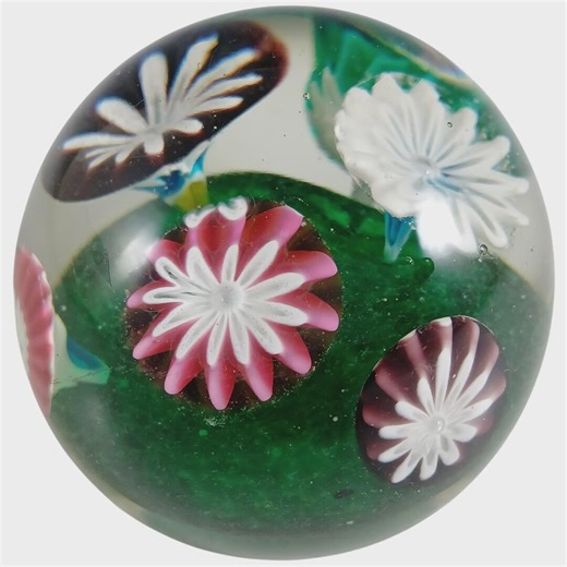 Fratelli Toso Murano Trumpet Murrine Flower Cane Glass Paperweight - Etsy