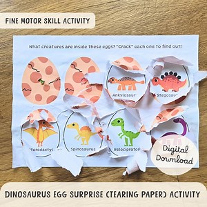 Dinosaurs Eggs Tearing Paper Activity for Toddler, Dino Theme Fine Motor Skill Printable Worksheet, Kids Activity Instant Download - Etsy New Zealand