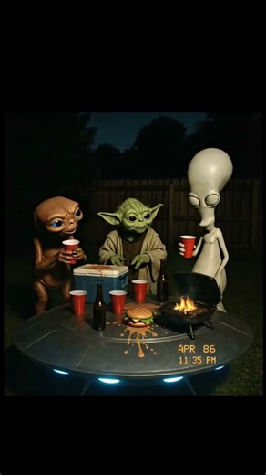"Alien BBQ Party: Yoda, E.T., and Roger Get Wild!"
