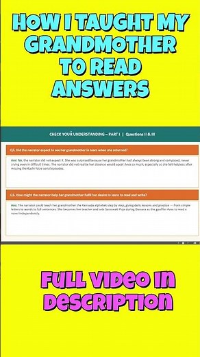 how i taught my grandmother to read question answers | solution class 9 english kaveri #shortvideo