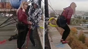 Harrowing video shows woman fall to death