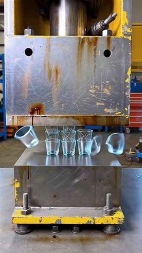 10th Glass VS Hydraulic pump..😱🫣 #hydraulic #crushing #satisfying