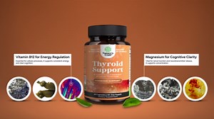 Nature's Craft Herbal Thyroid Support Complex- Energizing Natural Thyroid and Adrenal Health Supplement with Iodine, B12, Selenium, Ashwagandha & More - 60 Capsules