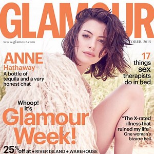 Anne Hathaway Poses Without a Shirt in Glamour U.K., Explains Why Actresses Become Competitive for Movie Roles