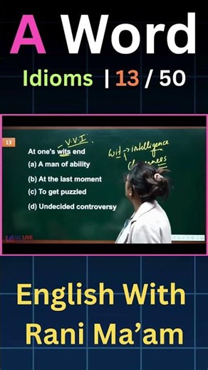 A Word Idioms | 13/50 | English With Rani Ma'am |For All Exams | CGL, CHSL, MTS, CDS, NDA, GD, Steno