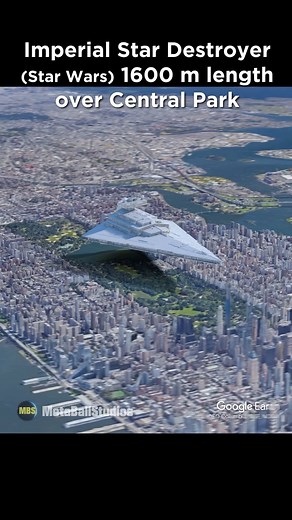 MetaBallStudios ✨ on Instagram: "🤔🤯 Imperial Star Destroyer over Central Park (New York) ~1600 m (5250 ft) #starwars #destroyer #imperial #centralpark #newyork #comparison"