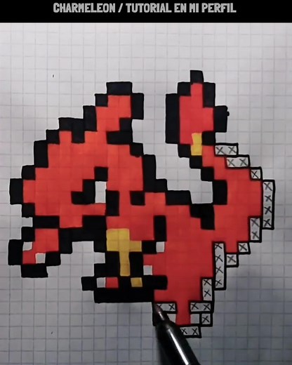 Pixel Art Charmeleon Drawing Tutorial
