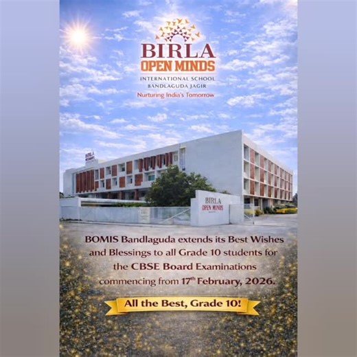 Birla Open Minds BandlagudaJagir on Instagram: "As Grade 10 Board Examinations are set to commence from 17th February 2026, BOMIS Bandlaguda conducted a Parent–Student Orientation Session today. During the session, Hall Tickets / Admit Cards were issued to students appearing for the board examinations. Teachers encouraged students to give their best with confidence and a stress-free mindset. Parents and students were also briefed on important guidelines and instructions to be followed at the exa