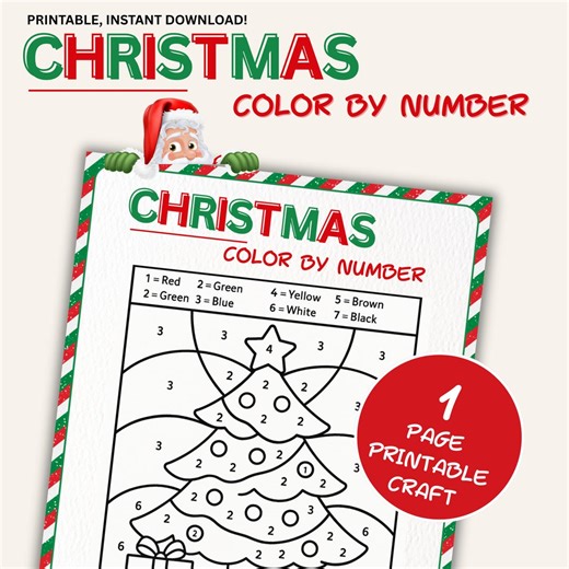 Christmas Color by Number Printable, Holiday Coloring Activity for Toddlers Kids Classroom Homeschool Worksheet - Etsy Australia