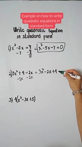 2.6K views · 54 reactions | Lets try to have an example of writing quadratic equations to standard form #mathematics #quadraticequations #standardform #reels #reelsfb #fyp #mathhelp #solvingMath #tutorialreels #fypシ゚viral | Mama Liz and Louize | Facebook