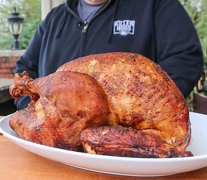 Cajun Smoked Turkey Recipe - 12–14lb Whole Turkey - 1 ½ gallon Cajun Turkey Brine* - 16oz Cajun Butter Injection* - 1 Medium Size Onion - 1 Medium Size Apple - ¼ cup Malcom's King Craw Cajun Seasoning (or your favorite Cajun Seasoning) Directions 1. Thaw frozen turkey in refrigerator for 5 days; check cavity for neck/organs (discard or save for making stock). 2. Place turkey in an XXL Ziplock bag and pour brine* over bird. Store in a cooler with ice around the bag to keep cool. Brine Turkey for 