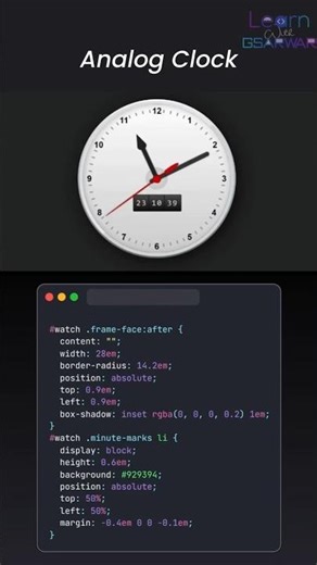 Build an Analog Clock 🕒 with HTML & CSS in 30s! #html #css #shorts #cssprojects #analogclock