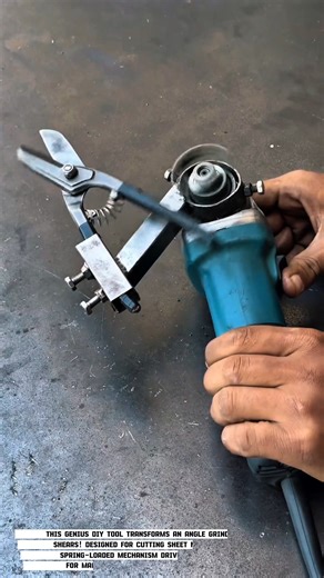 This is a custom-built metal sheet cutting attachment for an angle grinder.