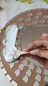 DIY wall mirror( Mirror mosaic with beauty of glass colours) 💙🤍 Recorded session is available for mirror mosaic artworks. DM me for more details, if interested🙂 #uniquecreations #creativeidea #uniquecrafts #homedecorart #mirrormosaic #mosaic #mosaicart #mosaicartwork #mosaicmirror #trendingcrafts#handicrafts #glasscolor | craftycharu