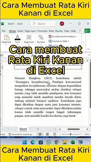 Cara membuat rata kiri kanan di excel #excel