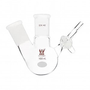 50ml 2-Neck Reaction Flask, Borosilicate Glass 2-Neck Round Botthom Schlenk Flask with Glass Stopcock and 14/20 Joints, Lab Glassware