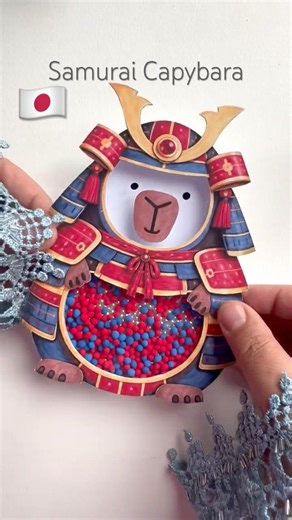 Samurai Capybara DIY 🐹⚔️ Transparent Paper Toy with Colorful Balls Inside