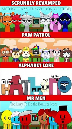 Incredibox Sprunki Scrunkly Revamped VS Paw Patrol VS Alphabet Lore VS Mr Men *MIX VERSION*
