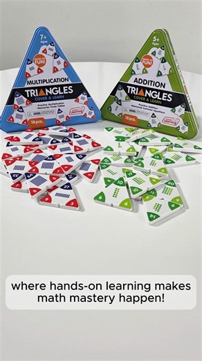 👉 Hands-On Math Made Simple! 🤩 Make early math concepts click with NEW Addition & Multiplication Triangles! Durable sets of triangles designed to teach addition, subtraction and multiplication through hands-on, visual learning. Each triangle shows a sum at the top and addends at the bottom, allowing children to cover numbers and practice joining, separating, or finding the missing number. Perfect for classroom centers, small groups, tutoring, or home practice. #MathTriangles #MathMadeFun #Hand