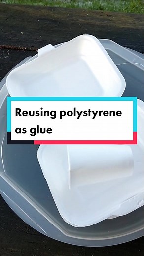 Reusing polystyrene as glue #recycle #polystyrene #DIY