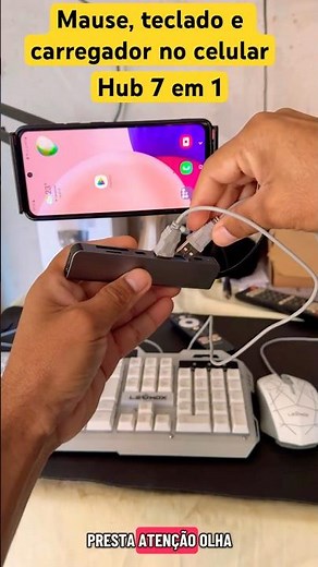 I connected a mouse, keyboard, and charger simultaneously to my cell phone using a 7-in-1 Type-C ...