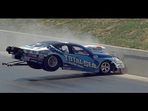 NHRA Pro Stock Driver Matt Hartford Crashes and hits the Wall in Denver, 2013