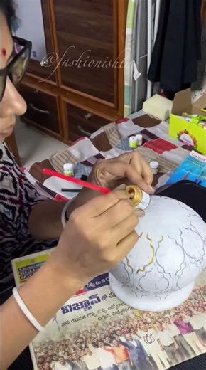 Part 2 makeover of puja clay pot watch full video @fashionishta #shorts #potpainting #potdecoration