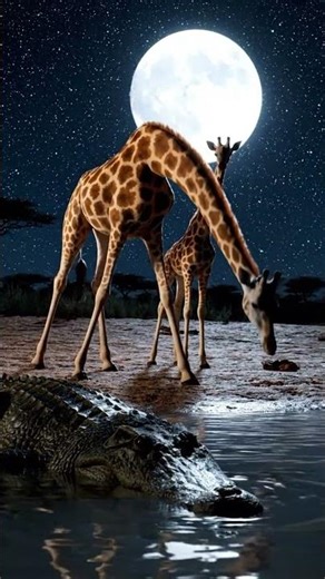 Crocodile Leaps Up to Attack a Giraffe in an Instant!#shorts #crocodile #giraffe