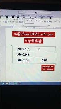 အမြှောက်/အစား/ဒီဂရီ(သင်္ကေတ) အလွယ်ရိုက်နည်း👇👇#windows #computer #keyboard