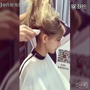 Chinese girl with bleached hair shaves her head in salon (HD remaster)