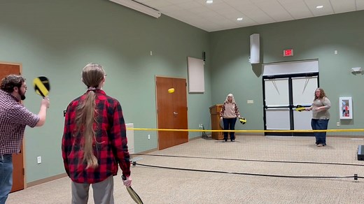 Staff members often serve as quality control when new items are ordered for the Library of Things. We are happy to report that the pickleball game is fun and in good working order. Although we highly recommend not playing it where the ball can get lost underneath furniture. This and other fun games like ax throwing, cornhole and laser tag can be checked out from our library of things. | South Whitley Community Public Library