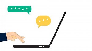 Illustration Chat Animation motion Typing on a Laptop with white background