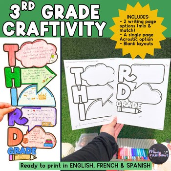 National 3rd Graders Day Writing Craft | English French Spanish | Bulletin Board