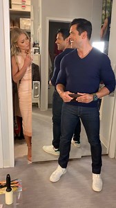 🤣 Kelly hiding from Mark’s cologne. #KellysFashionFinder: Kelly’s own Victoria Beckham dress and show’s own Gianvito Rossi heels | Live with Kelly and Mark