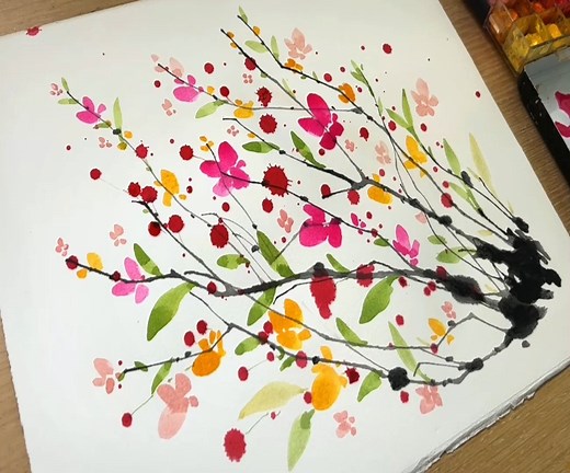 97K views · 478 reactions | Splatter Painting Technique / Easy & Simple Painting | MAY Art. | Facebook