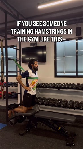 The Rehab Engine on Instagram: "Walk into any gym right now. You’ll see people destroying their hamstrings with leg curls, Romanian deadlifts, and hamstring bridges. Their form looks clean. The weight is heavy. They’re sweating. They look like they’re training smart. But here’s what no one tells you: They’re training their hamstrings in the safest position possible — and completely ignoring the one that actually tears them. Every hamstring injury I’ve ever seen happens the same way: mid-sprint, 