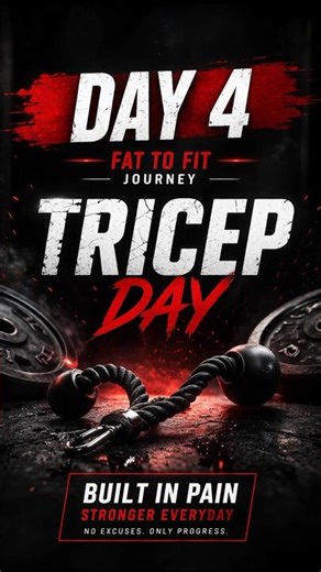 "Day 4 ✅ Tricep Pain = Growth 💪No excuses, only progress!Every rep counts on this fat to fit journey