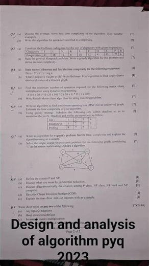 design and analysis of algorithm pyq 2023