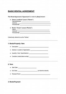 Basic Rental Agreement Template | Editable DOC & PDF | Lease Contract - Etsy