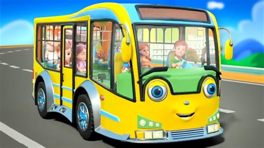 Wheels On The Bus, Fun Vehicle Cartoon and Nursery Rhymes for Kids