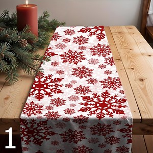 Christmas Snowflakes Table Runner, Winter Table Runners, Christmas Red Green Table Runner, Xmas Table Decor, Snowflakes Table Runners - Etsy