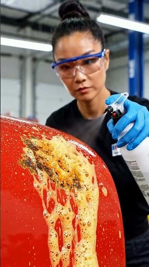 Satisfying Rust Removal: Chemical Foam Melts Heavy Rust Off Red Car Panel 🚗✨