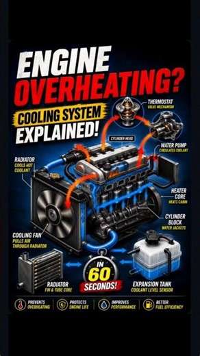 Engine Overheating? Learn the Cooling System Explained in 60 Seconds! 🚗🔥 #automotive #diesal #engine