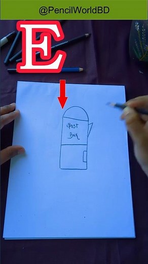 How to Draw a Postbox (Mailbox) Starting with Letter E | Easy Educational Art Trick #Shorts