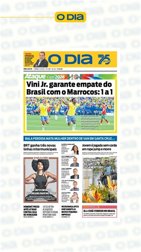 BOM DIA ☀️ Capa do jornal O Dia deste domingo. As principais notícias para você começar o dia bem informado. #ODia